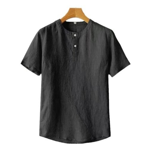 Menswear Cotton And Linen Casual T-shirt Short Sleeve - Image 8