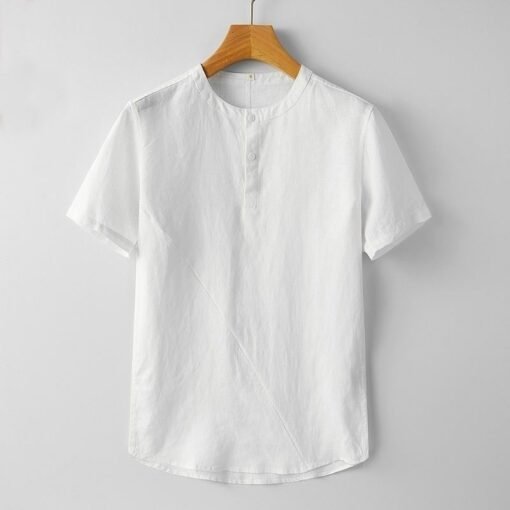 Menswear Cotton And Linen Casual T-shirt Short Sleeve - Image 7