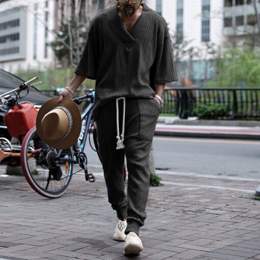 Casual Sweater Suit Men's Summer Loose Short - Image 4