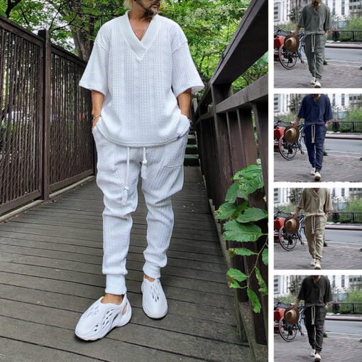 Casual Sweater Suit Men's Summer Loose Short - Image 9