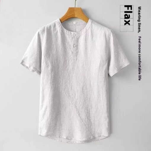 Menswear Cotton And Linen Casual T-shirt Short Sleeve - Image 9