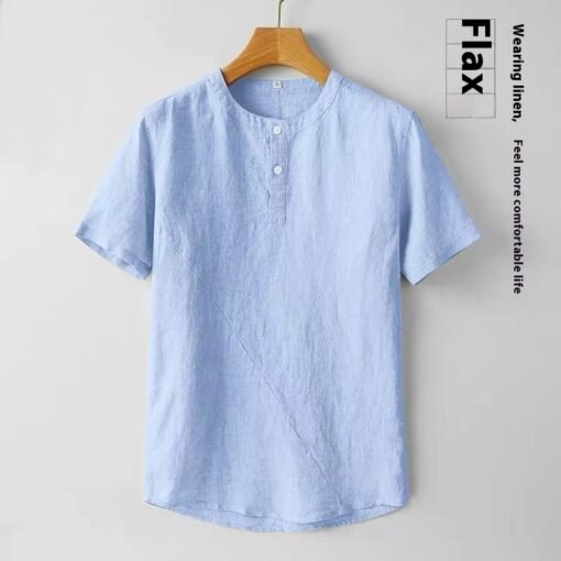 Menswear Cotton And Linen Casual T-shirt Short Sleeve - Image 10