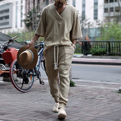 Casual Sweater Suit Men's Summer Loose Short - Image 6