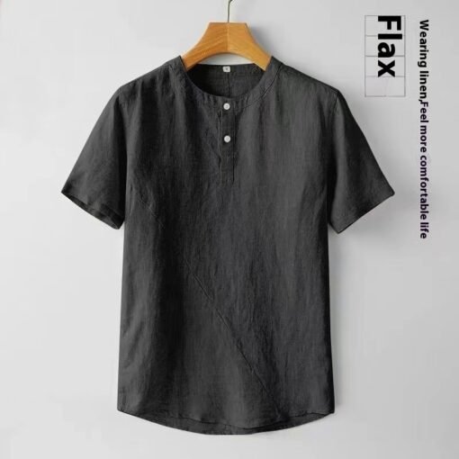 Menswear Cotton And Linen Casual T-shirt Short Sleeve - Image 4